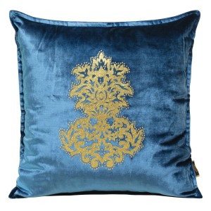 Eurofirany Poszewka Welwetowa Z Ornamentem Royal 4 Niebieska 45x45