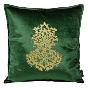Eurofirany Poszewka Welwetowa Z Ornamentem Royal 4 Ciemnozielona 45x45