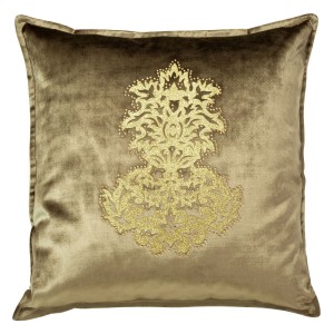Eurofirany Poszewka Welwetowa Z Ornamentem Royal 4 Ciemnobeżowa 45x45