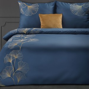 Eurofirany Pościel Satynowa Premium Haft 2 Granatowa 160x200