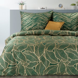 Eurofirany Pościel Satynowa Nova Print Metallic 16 Ciemnozielona 160x200
