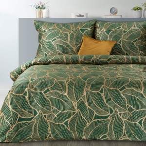 Eurofirany Pościel Satynowa Nova Print Metallic 22 Ciemnozielona 220x200