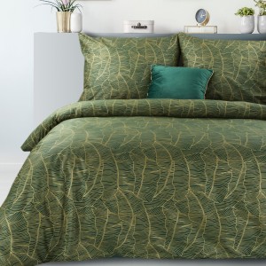 Eurofirany Pościel Satynowa Nova Print Metallic 5 Ciemnozielona 160x200