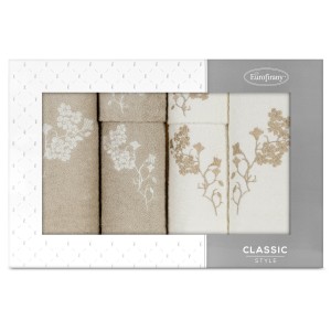 Eurofirany Komplet Ręczników Bawełnianych Blossom Kremowy 2x30x50 + 2x50x90 + 2x70x140