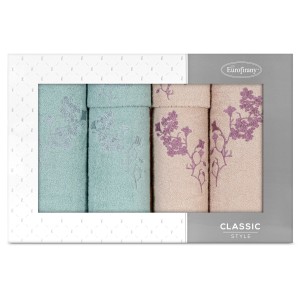 Eurofirany Komplet Ręczników Bawełnianych Blossom Pudrowy 2x30x50 + 2x50x90 + 2x70x140