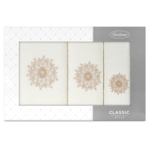 Eurofirany Komplet Ręczników Frotte Rosette 30x50 + 50x90 + 70x140 01