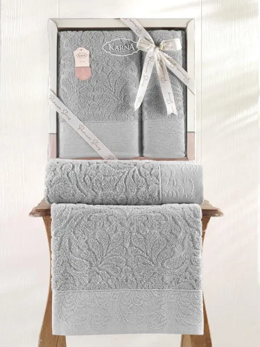 Darymex Ręcznik Bawełniany Frotte Novra 3662 Grey Kpl. 50x90 + 70x140 (1).webp