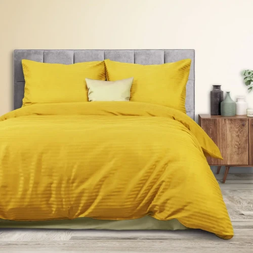 Darymex Pościel Satyna Bawełniana Cizgili Mustard EXCLUSIVE (1).webp