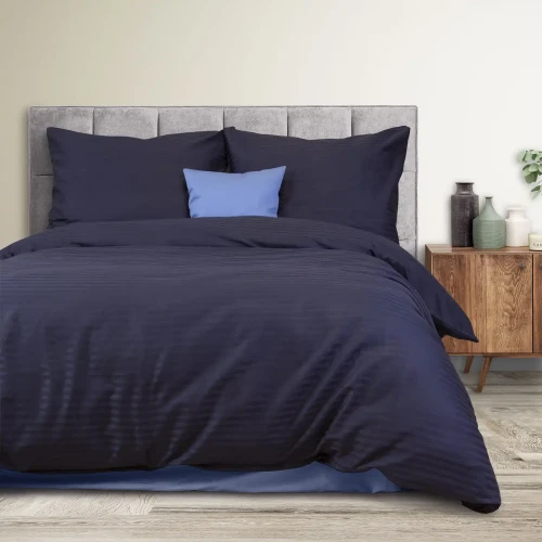 Darymex Pościel Satyna Bawełniana Cizgili Navy Blue EXCLUSIVE (1).webp